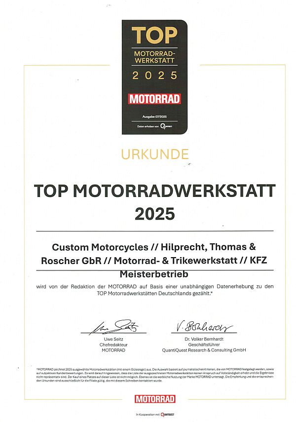 Auszeichnung als Top-Motorradwerkstatt 2025